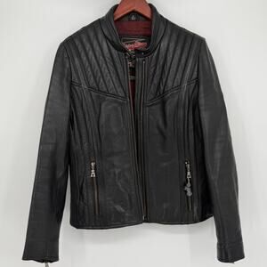 FLYING BIKES Oakwood NY Leather Jacket Women's L Moto Thinsulate MISSING ZIPPER